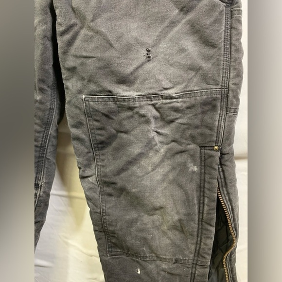 1999 Carhartt R03 Arctic Black Quilt Lined Bib Overalls 34x30 Very Distressed - Picture 8 of 13